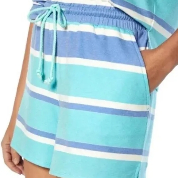 NEW Wildfox Blue, Teal and White Striped Pajama Set - Sz Large - Picture 3 of 5